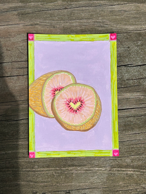 Heart Kiwis aceo art card thumbnail 2