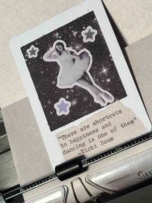 Polaroid Ladies #4 by Mazerzine dancer quote night sky aceo art card thumbnail 2