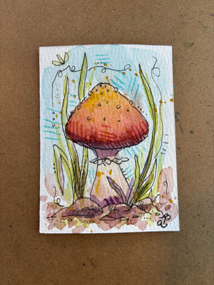 Lone Shroom aceo art card thumbnail 1