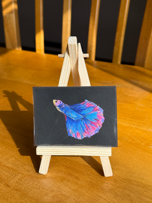 Iridescent Halfmoon-ACEO original painting by theilonggaartist. aceo art card thumbnail 2