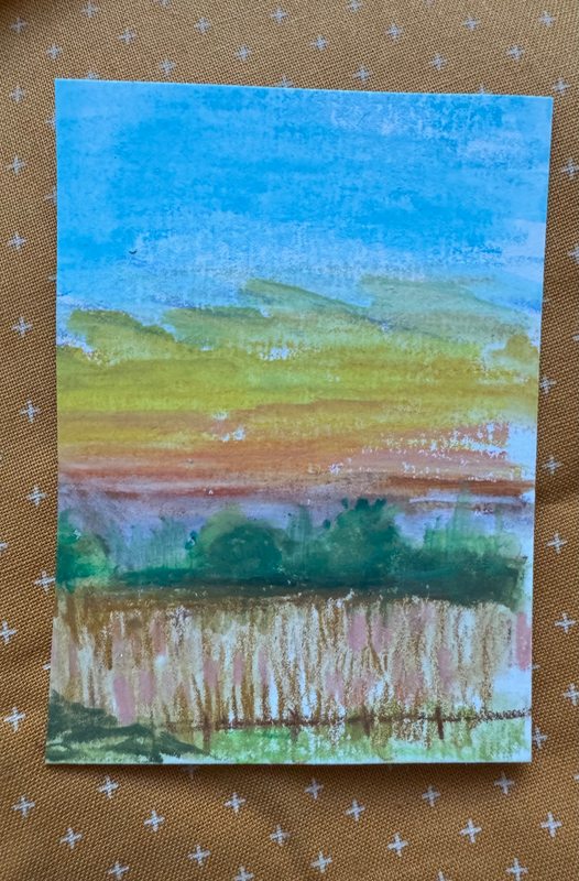 Sunset after the Movies aceo art card