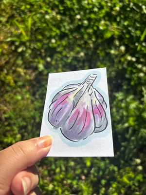 “Garlic” Food Vegetable aceo art card thumbnail 3
