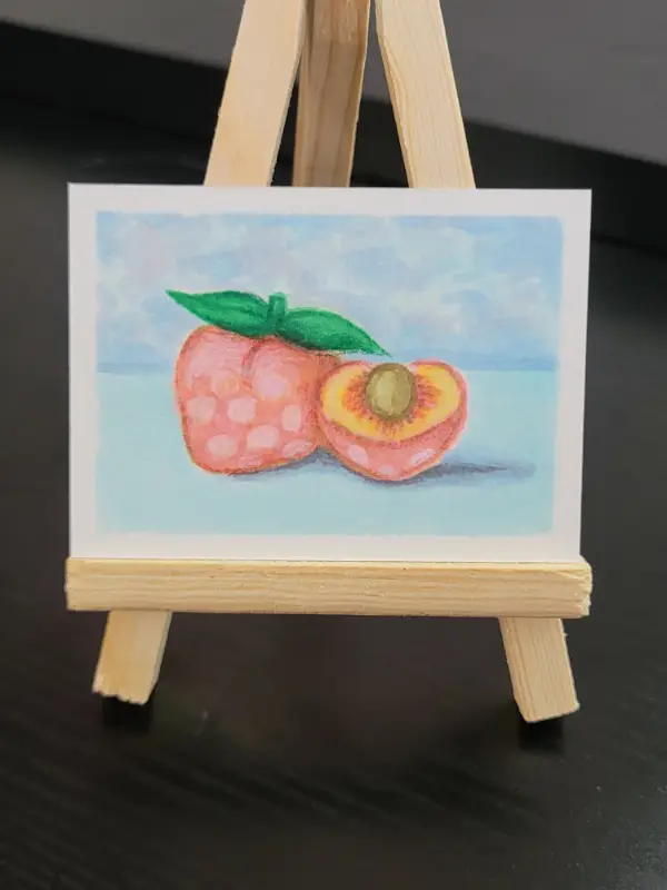 "Peach?" Pokemon berry inspired Still Life drawing aceo art card