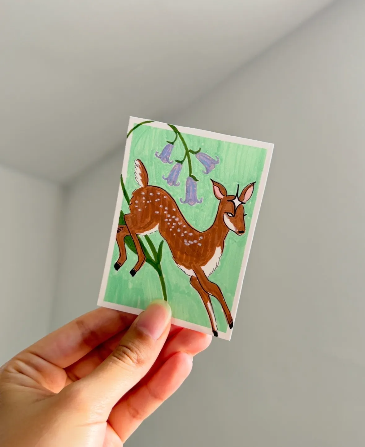 Blue Bell Deer - Whimsical Series by BukoTats aceo art card