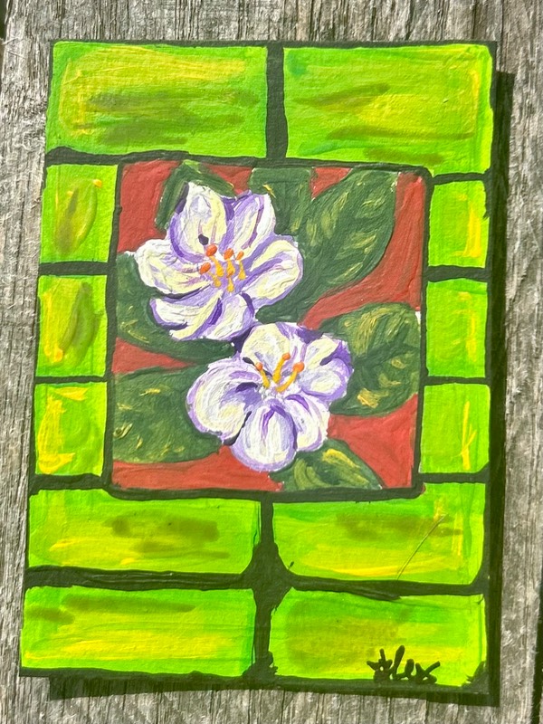 Gardenias on the tile aceo art card