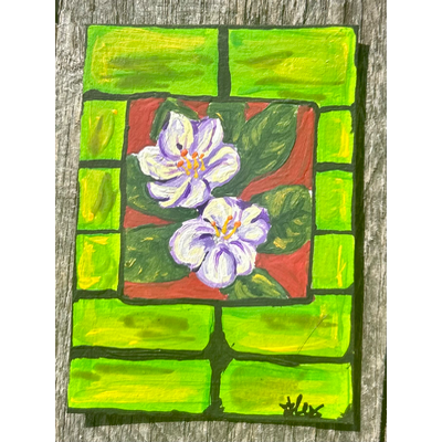 Gardenias on the tile aceo art card thumbnail 1