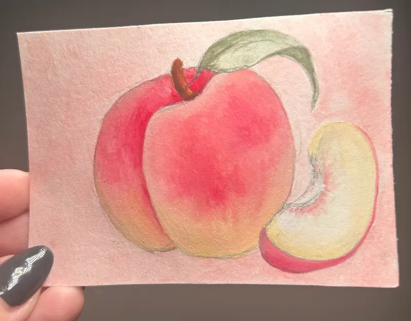 Ripening Peach aceo art card