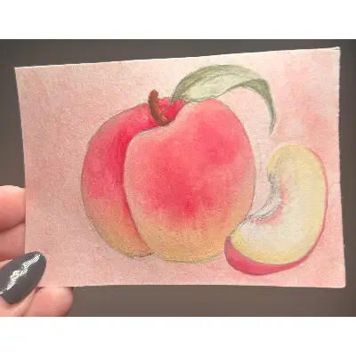 Ripening Peach aceo art card thumbnail 1