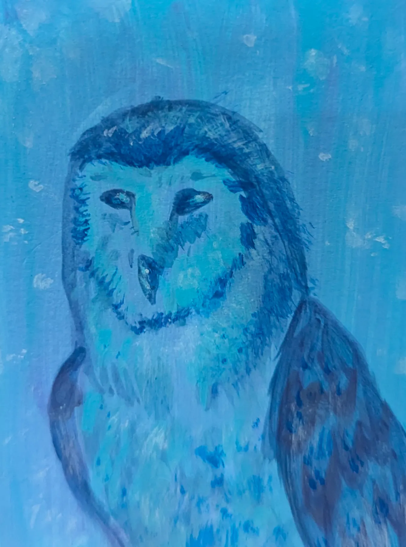 Twilight barn owl - nature wildlife owl gouche & pencil painting aceo art card