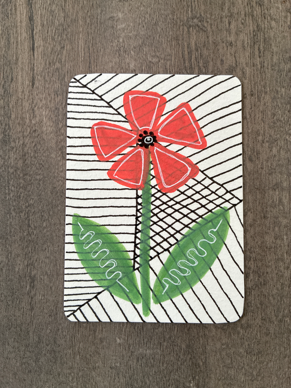 Orange Flower aceo art card