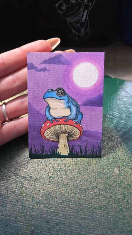 Blue Frog aceo art card