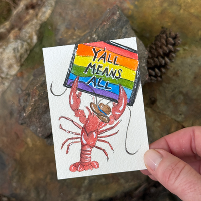 ACEO original, Crawfish, seafood, Pride, LGBTQ, watercolor, By Lark Watercolor and Art aceo art card thumbnail 2