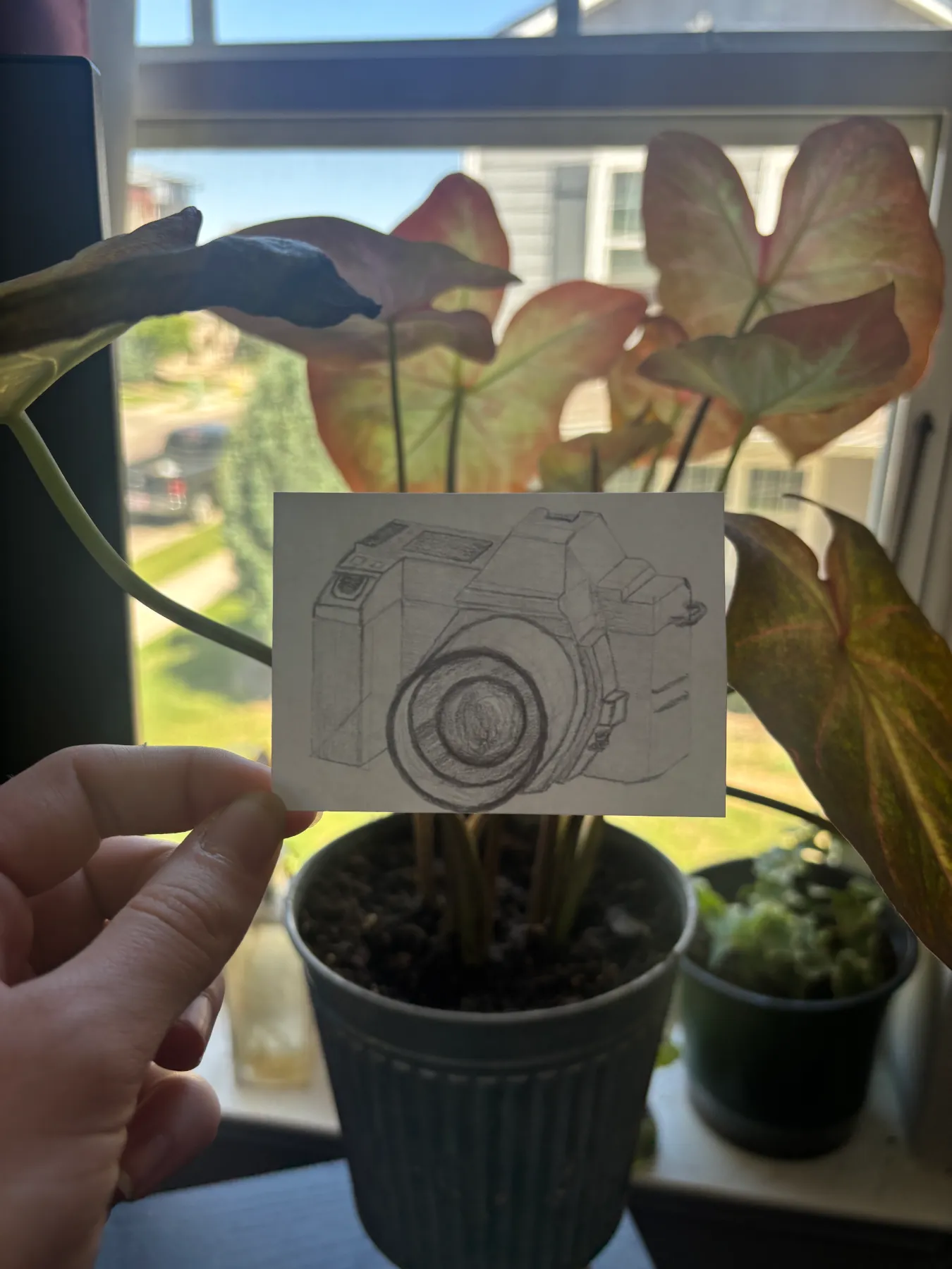 Sketched Digital Camera Black & White Drawing 2.5x3.5 in. SIGNED PRINT aceo art card
