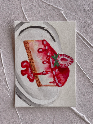 Strawberry cheesecake aceo art card thumbnail 2