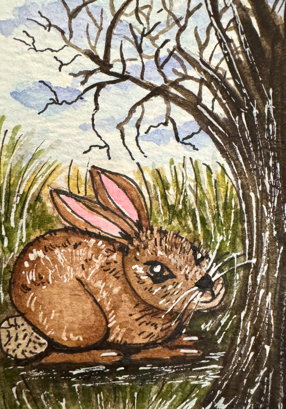 Bunny aceo art card