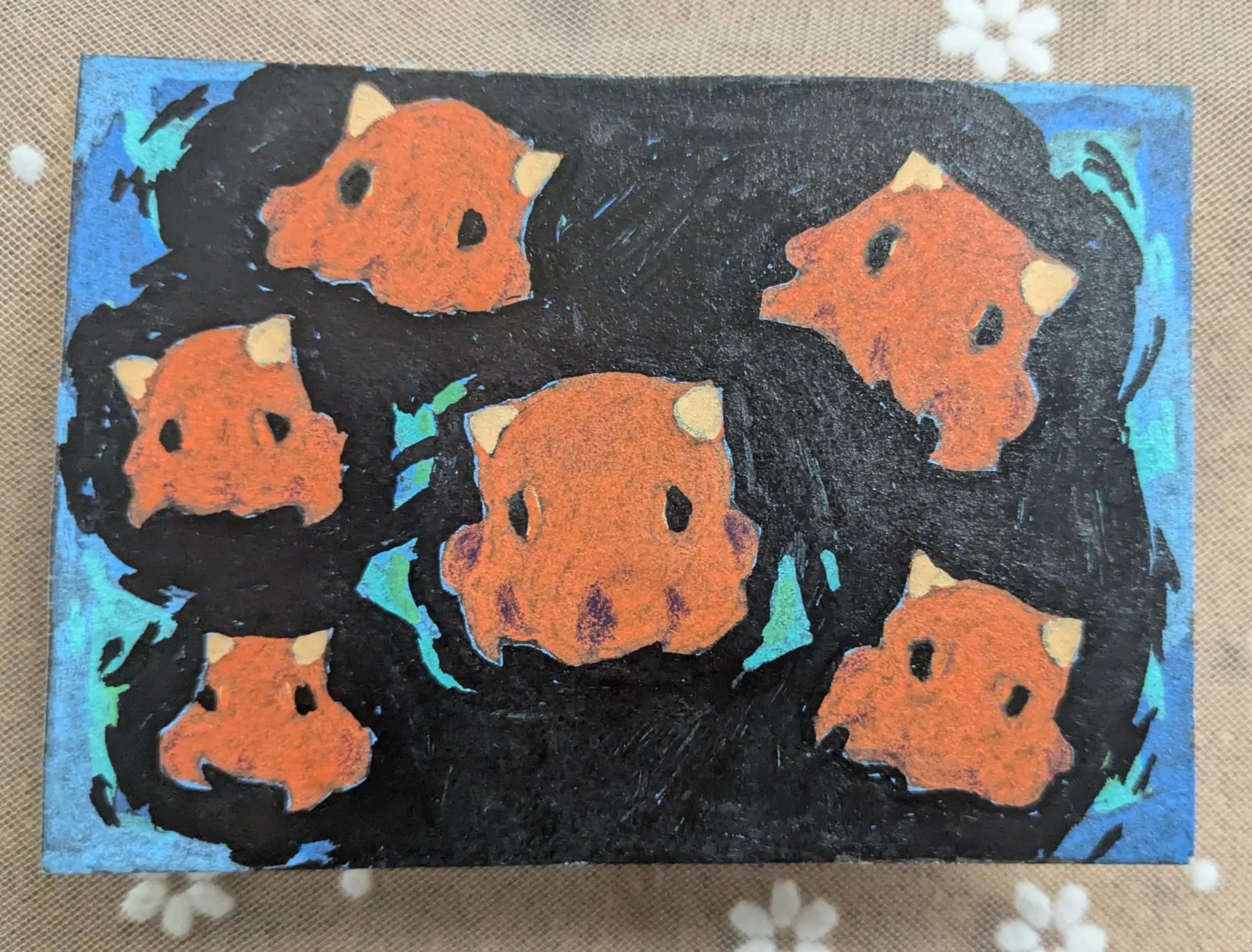 Many Dumbo Octopus aceo art card