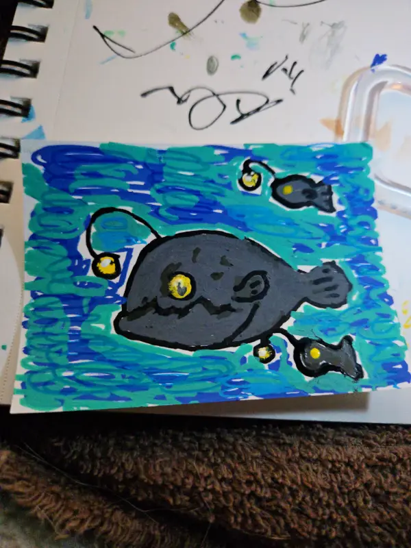 Mother Anglerfish aceo art card