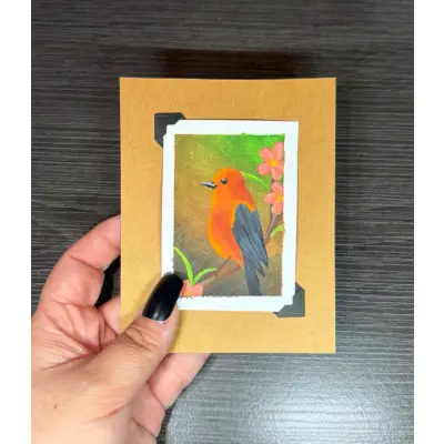 ACEO Original Acrylic Painting Bird Series by Emily aceo art card thumbnail 2