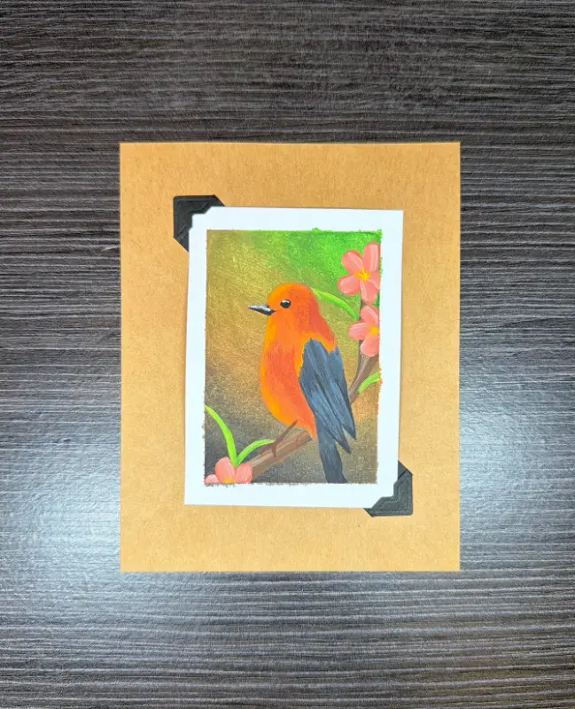 ACEO Original Acrylic Painting Bird Series by Emily aceo art card