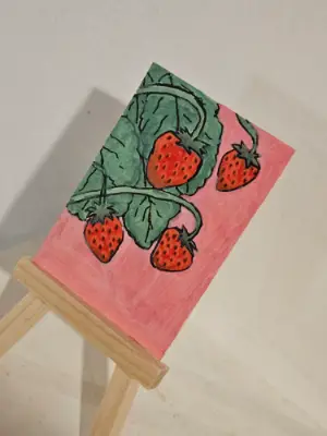 Strawberry Bundle aceo art card thumbnail 3