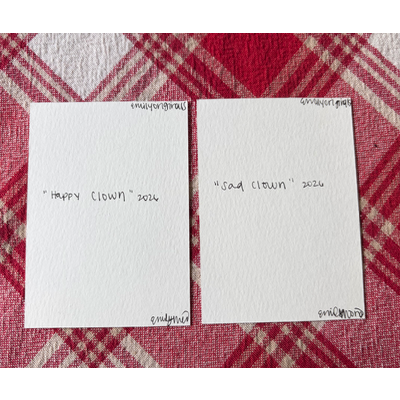 Happy Clown/Sad Clown aceo art card thumbnail 2