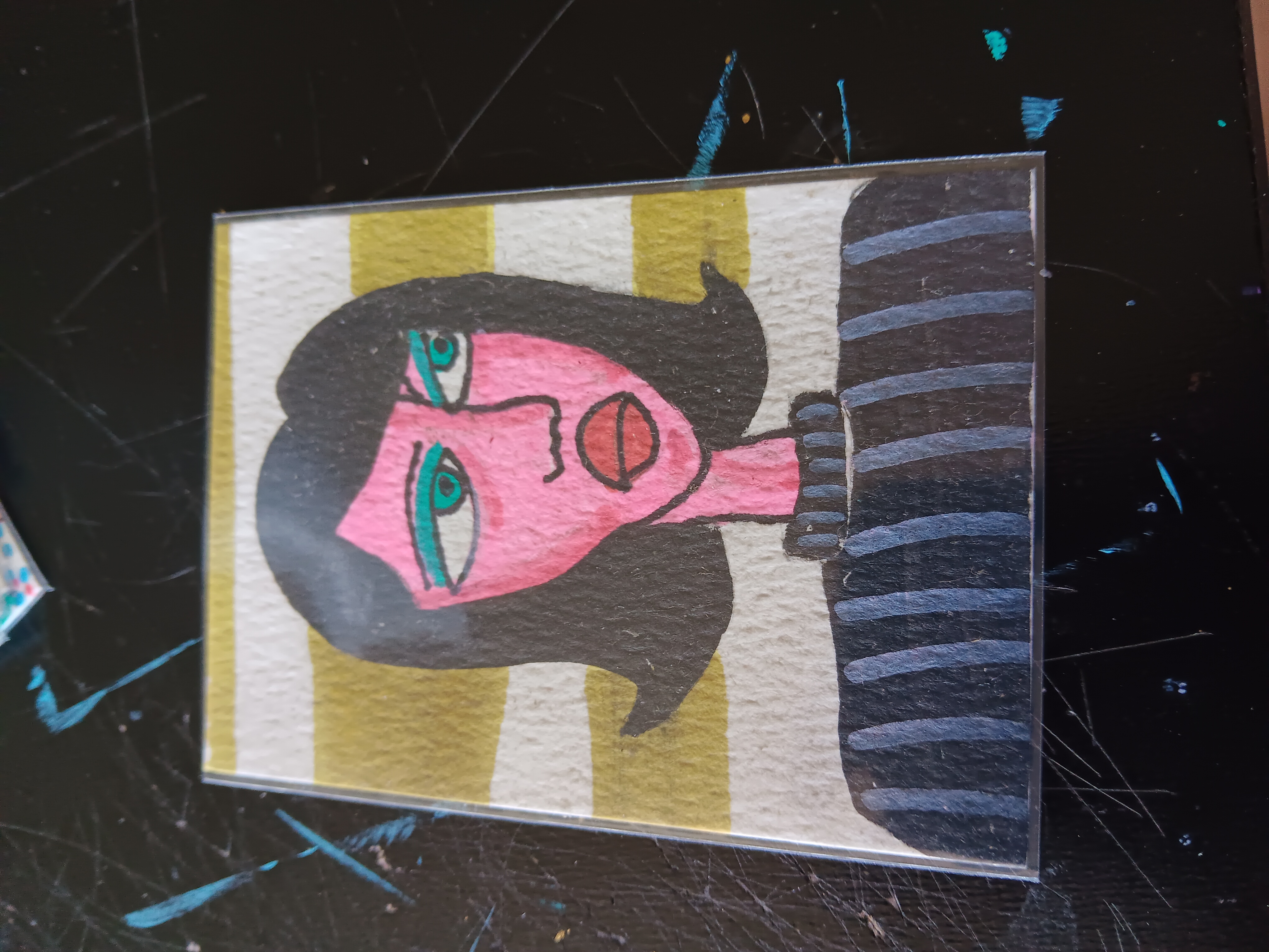 Sunny Abstract Woman aceo art card