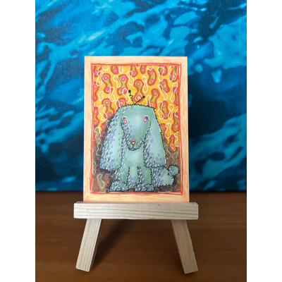 Bunny Ears aceo art card thumbnail 1