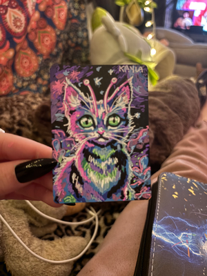 Alien Cat aceo art card thumbnail 2