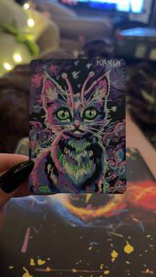 Alien Cat aceo art card thumbnail 1