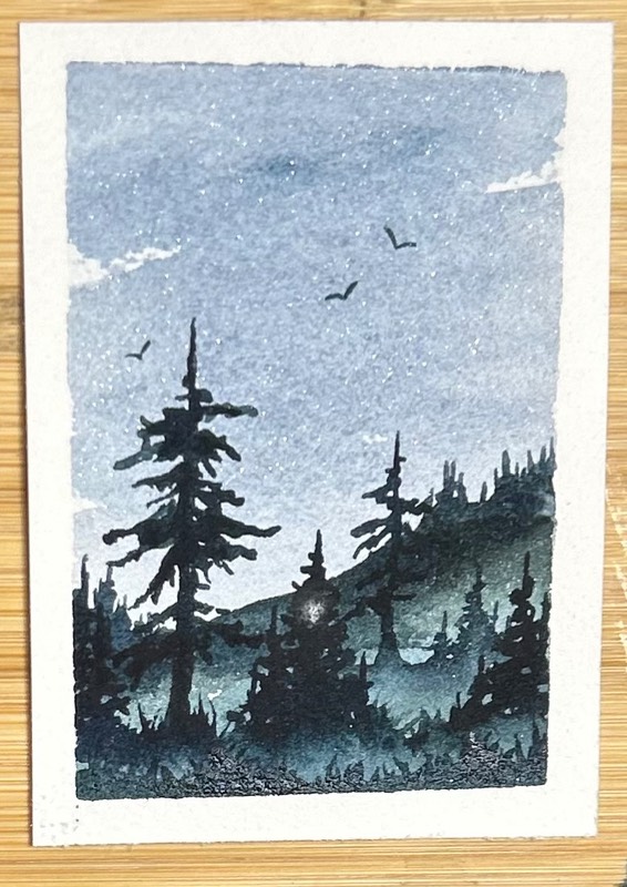 Lakeside Tall Pines aceo art card
