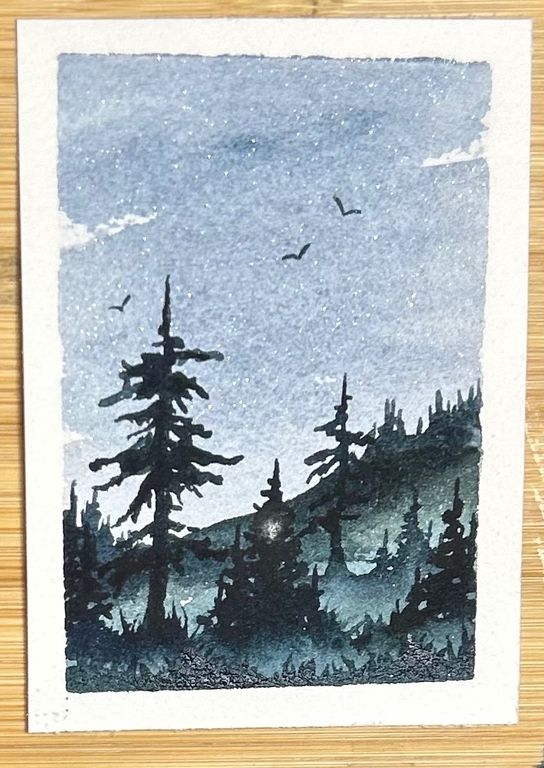 Lakeside Tall Pines aceo art card