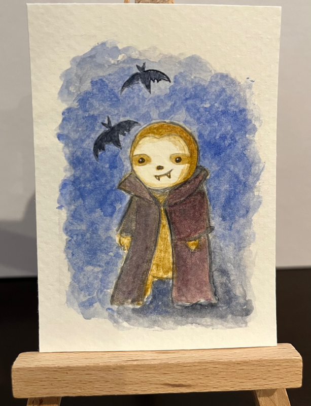 Sloth Dracula aceo art card