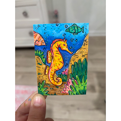 Seahorse aceo art card thumbnail 3