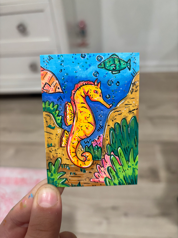 Seahorse aceo art card