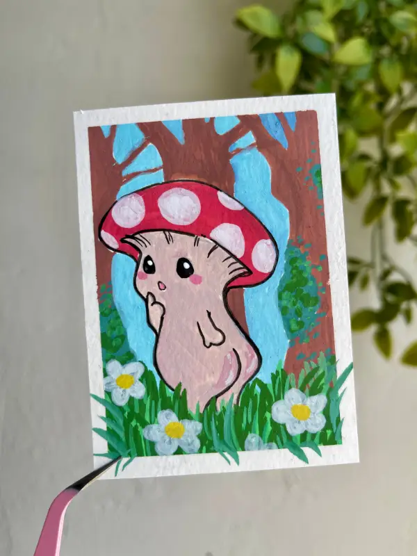 Mushroom in the Forest aceo art card