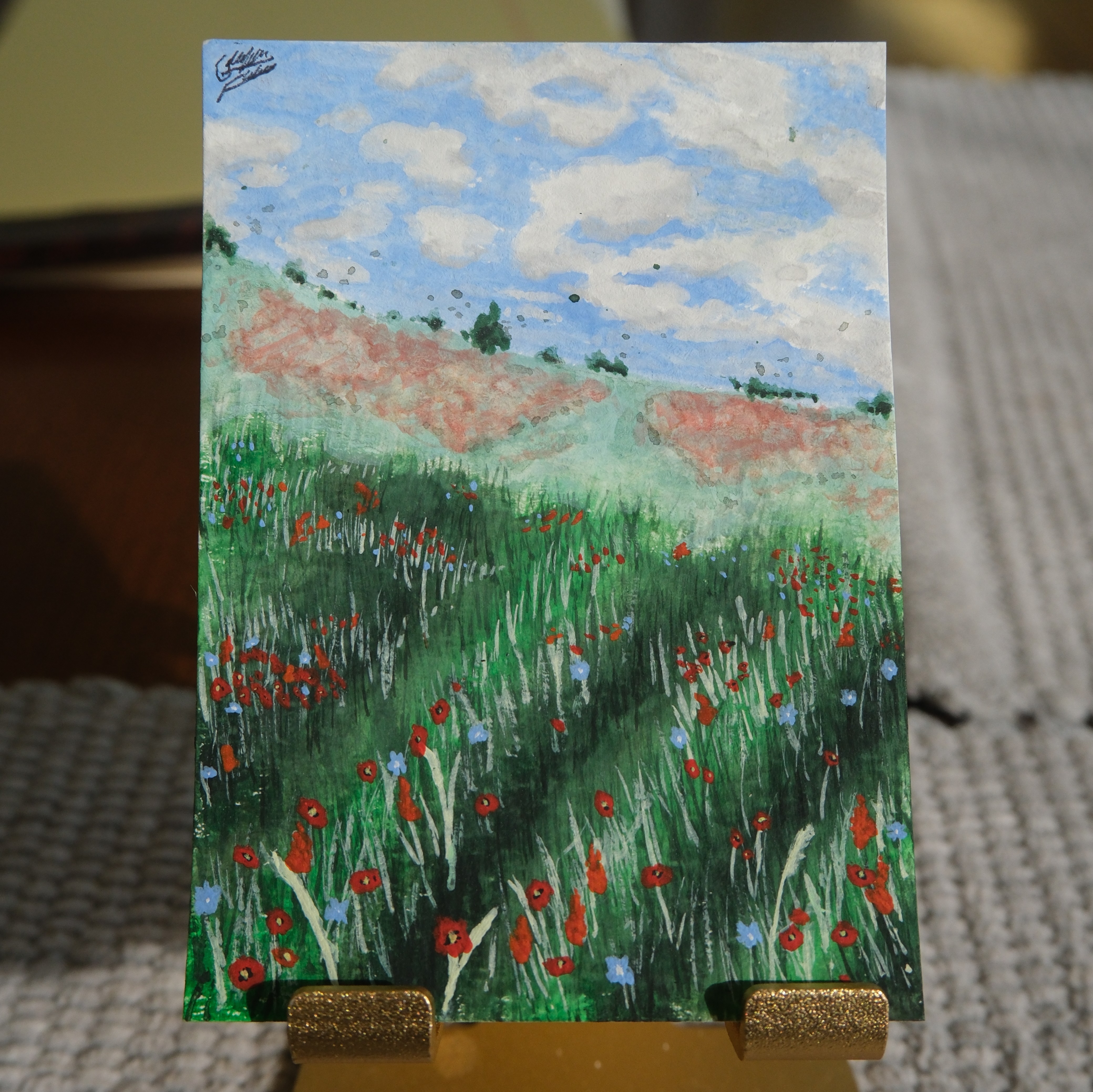 Flowering Fields aceo art card thumbnail 1