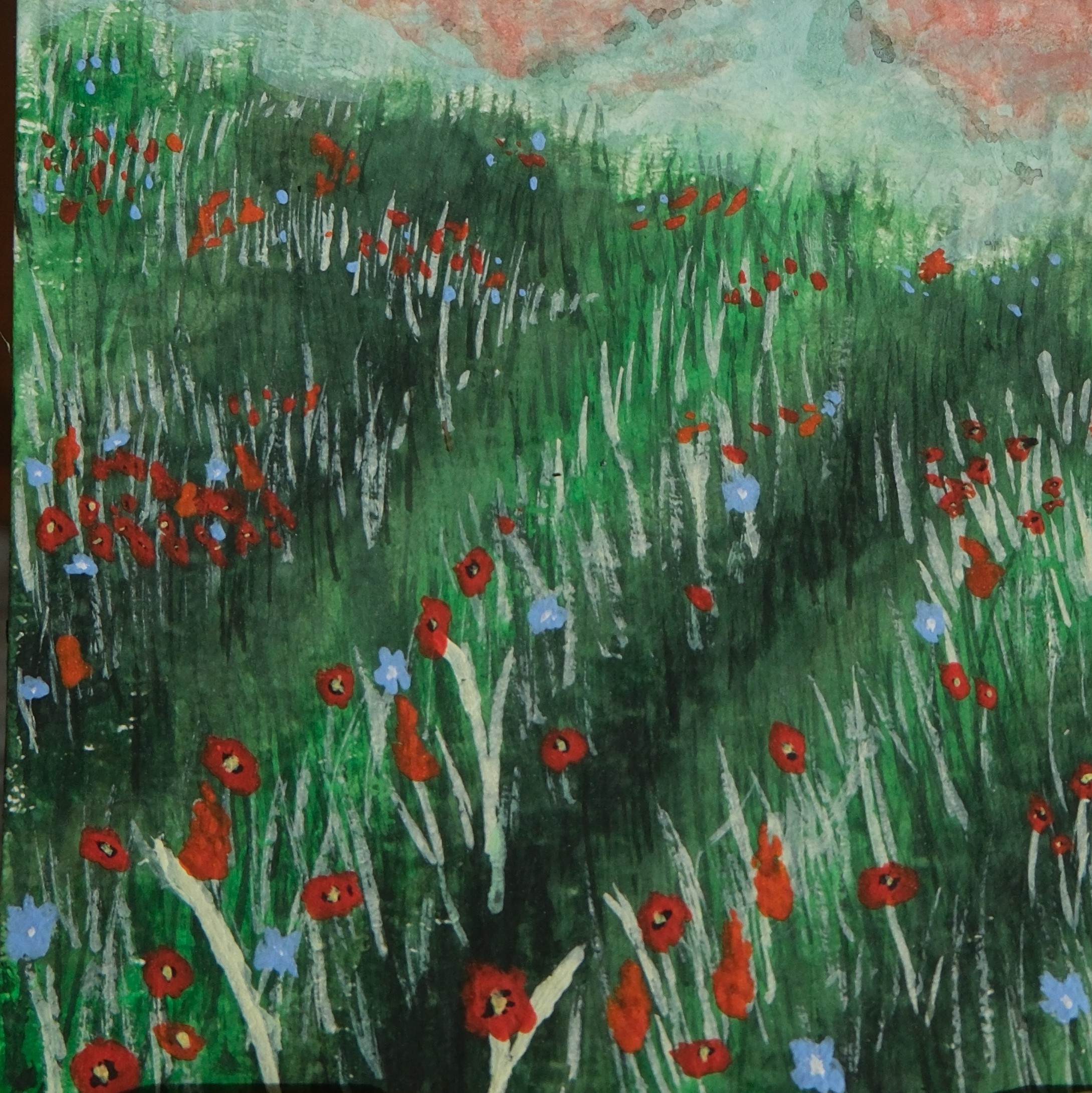Flowering Fields aceo art card thumbnail 2