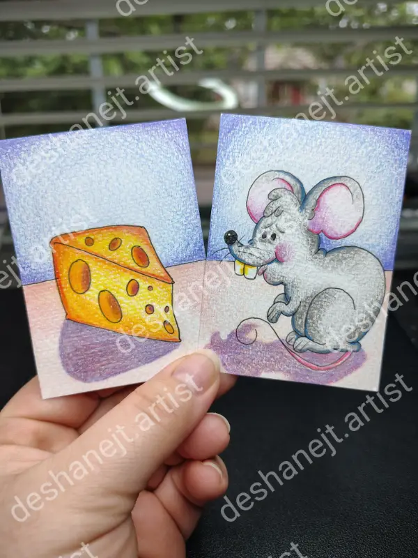 "Cheddar & a Block of Cheese" aceo art card