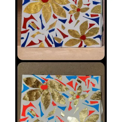 Gold Silk Daisies aceo art card thumbnail 2