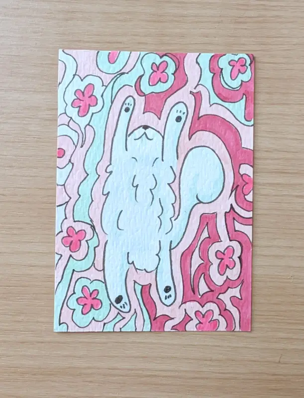 Fluffy belly aceo art card