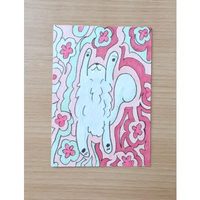 Fluffy belly aceo art card thumbnail 1