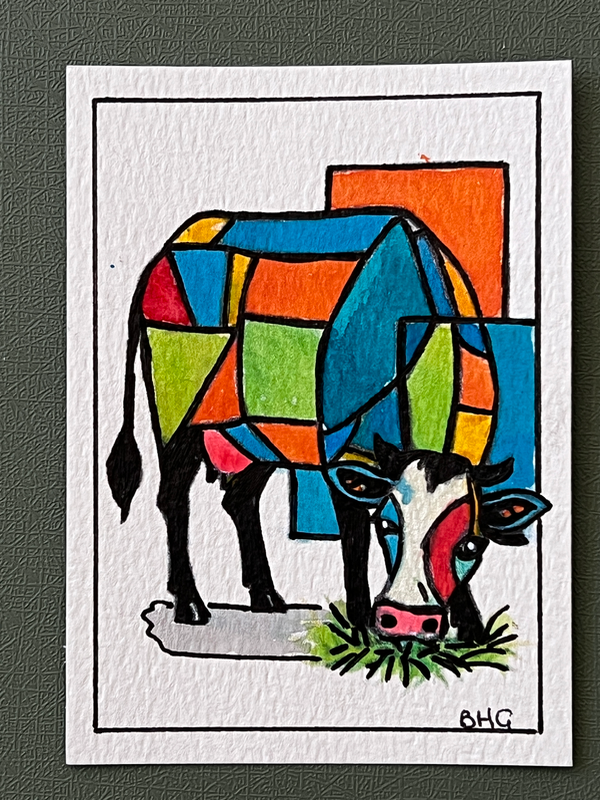 Happy Cow #2 aceo art card