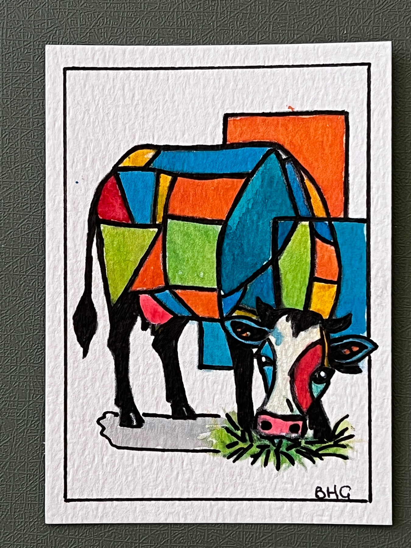 Happy Cow #2 aceo art card
