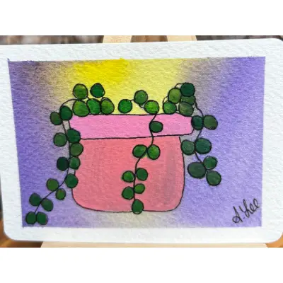 Scarlett of the String aceo art card thumbnail 2