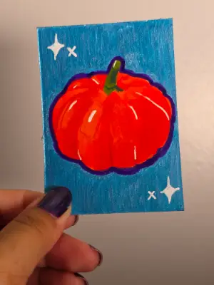 Sparkling pumpkin aceo art card thumbnail 2