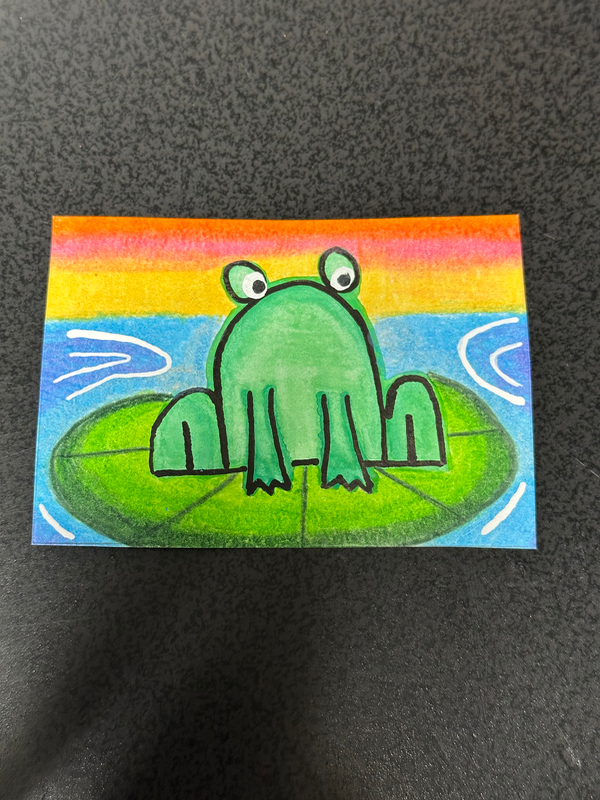 No Thoughts, Just Frog aceo art card