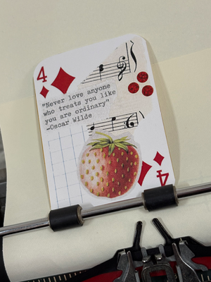 Strawberry Oscar Wilde quote micro collage print by Mazerzine aceo art card thumbnail 2
