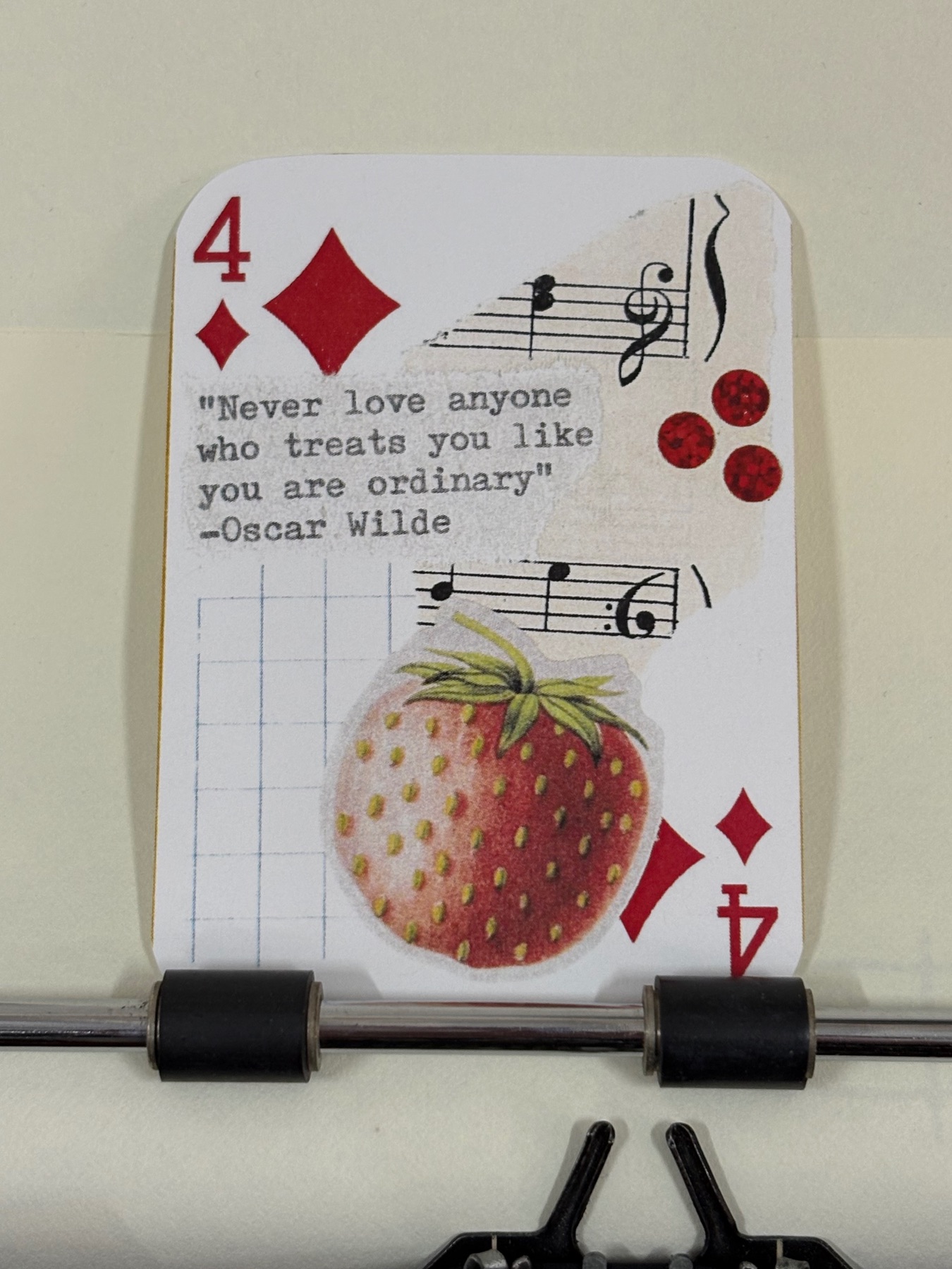 Strawberry Oscar Wilde quote micro collage print by Mazerzine aceo art card