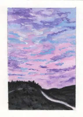 Violet Edge of Day aceo art card thumbnail 2