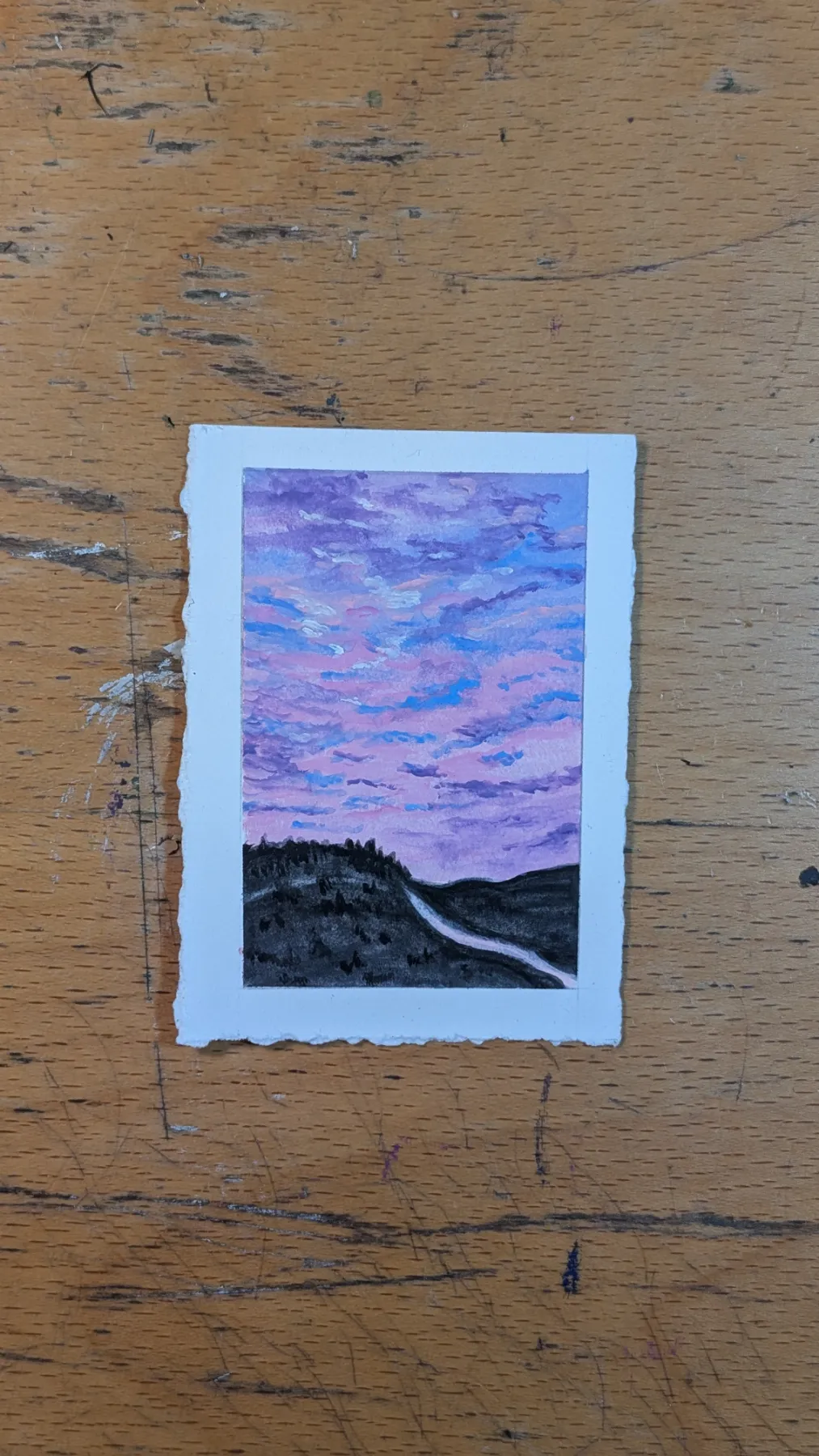 Violet Edge of Day aceo art card